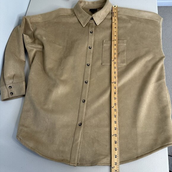 J Jill Button Up Shacket Jacket 3X Wearever Collection Faux Suede Tan - Picture 8 of 12